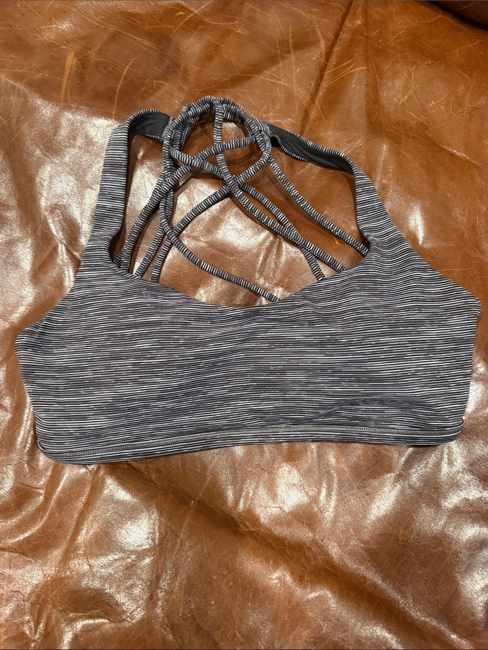 Striped Gray & White Strappy Sports Bra - Women Intimates lululemon